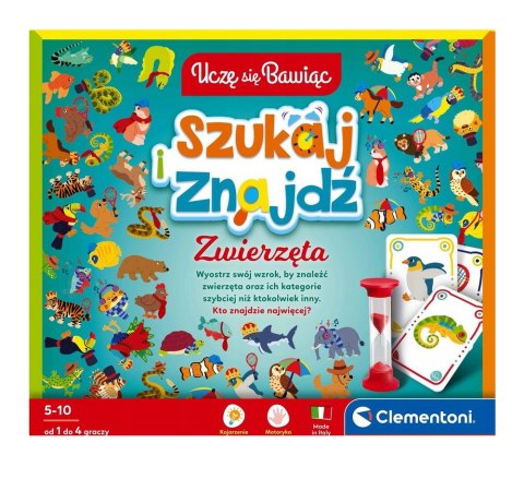 Clementoni Gra planszowa Szukaj i Znajdź Zwierzęta Język Polski Clementoni 50291