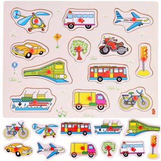 JOKOMISIADA Puzzle drewniane POJAZDY układanka 12 ele. drewniany sorter ZA4720