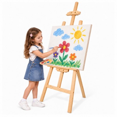 LEAN Toys Duża Sztaluga Malarska z Litego Drewna Drewniana Trójnożna 150 CM