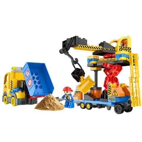 LEAN Toys Klocki Konstrukcyjne Baza Budowlana Dźwig Wywrotka Dźwięki 91 el.