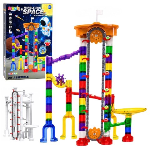 LEAN Toys Klocki Konstrukcyjne Kosmiczny Tor Dla Kulek Tunele Transparent 3D 153 el.
