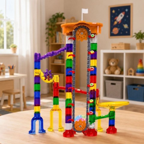LEAN Toys Klocki Konstrukcyjne Kosmiczny Tor Dla Kulek Tunele Transparent 3D 153 el.