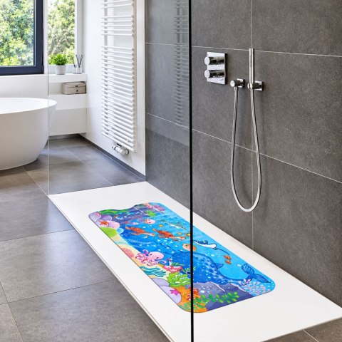 LEAN Toys Mata Antypoślizgowa Do Wanny Podwodny Świat Przyssawki 100x40 cm