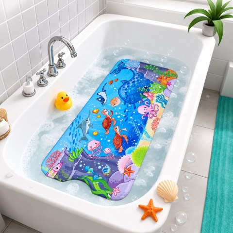 LEAN Toys Mata Antypoślizgowa Do Wanny Podwodny Świat Przyssawki 100x40 cm