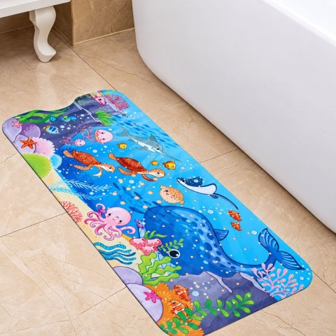 LEAN Toys Mata Antypoślizgowa Do Wanny Podwodny Świat Przyssawki 100x40 cm