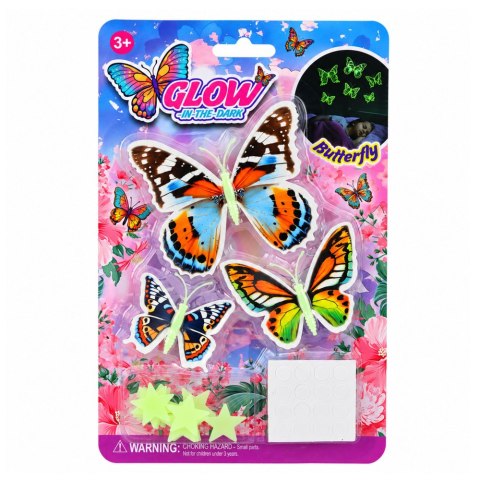 LEAN Toys Motylki Fluorescencyjne Świecące W Ciemności Gwiazdki Naklejki Na Ścianę
