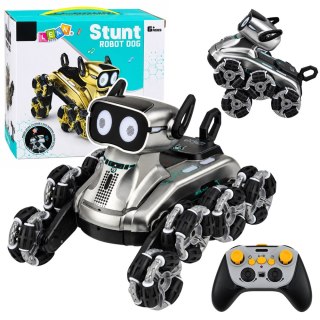 LEAN Toys Pies Robot Zdalnie Sterowany RC 8 Kół Tryb Demo Sztuczki Srebrny