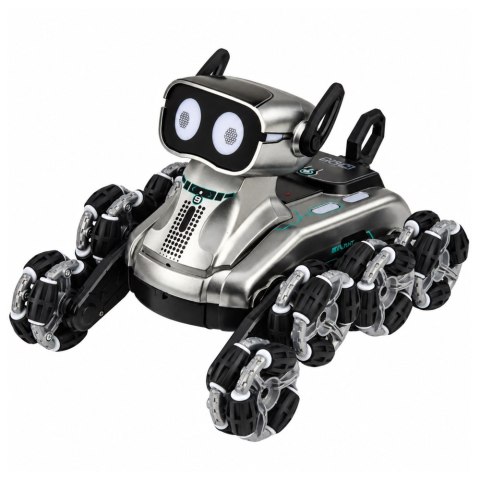 LEAN Toys Pies Robot Zdalnie Sterowany RC 8 Kół Tryb Demo Sztuczki Srebrny