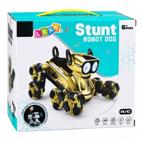 LEAN Toys Pies Robot Zdalnie Sterowany RC 8 Kół Tryb Demo Sztuczki Srebrny