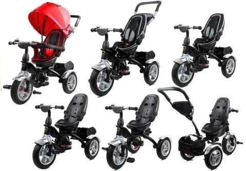 LEAN Toys Rower Trójkołowy PRO500 Czerwony - CZARNA RAMA