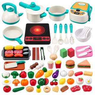 LEAN Toys Zestaw Kuchenny Dla Dzieci Kuchenka Garnki Produkty Spożywcze Dźwięki 90el.