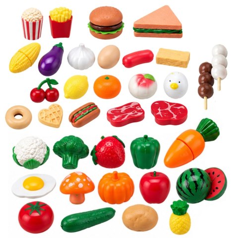 LEAN Toys Zestaw Kuchenny Dla Dzieci Kuchenka Garnki Produkty Spożywcze Dźwięki 90el.