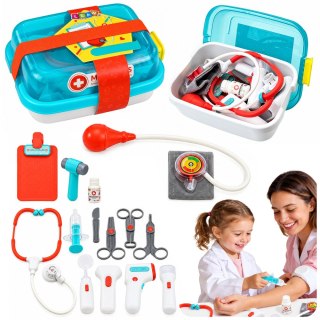 LEAN Toys Zestaw Lekarski Małego Doktora Walizka Akcesoria Światła Dźwięki 15 el.