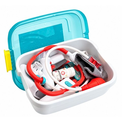 LEAN Toys Zestaw Lekarski Małego Doktora Walizka Akcesoria Światła Dźwięki 15 el.