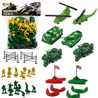 LEAN Toys Zestaw Militarny Żołnierzyki Figurki Pojazdy Wojskowe Mapa Akcesoria 121el.