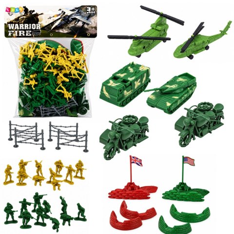 LEAN Toys Zestaw Militarny Żołnierzyki Figurki Pojazdy Wojskowe Mapa Akcesoria 121el.