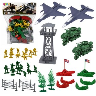 LEAN Toys Zestaw Militarny Żołnierzyki Figurki Pojazdy Wojskowe Mapa Akcesoria 72 el.