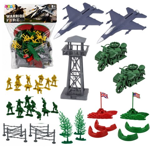 LEAN Toys Zestaw Militarny Żołnierzyki Figurki Pojazdy Wojskowe Mapa Akcesoria 72 el.