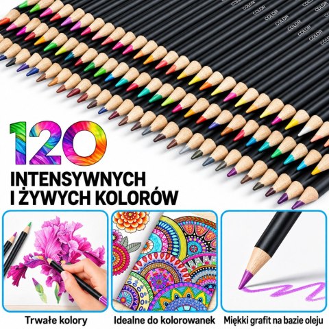 LEAN Zestaw Kredek Ołówkowych w Piórniku 2 Szkicowniki Etui 120 szt.