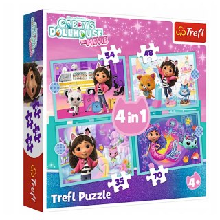 Trefl Puzzle Puzzle - 4w1 (35, 48, 54, 70) - Przygoda Gabby - Koci Domek Gabi - Trefl 34670