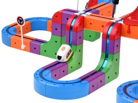 JOKOMISIADA KLOCKI MAGNETYCZNE Tor magnetyczny dla pociągów - 114ele kolejka DIY ZA6281