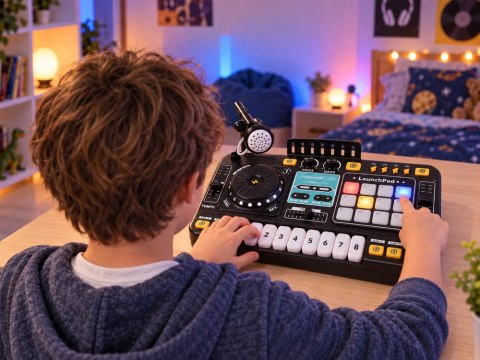 JOKOMISIADA Kontroler MIXER DJ Podświetlana konsola dla dzieci + mikrofon ZA6303