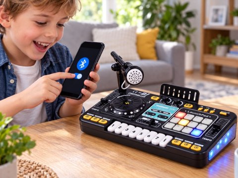 JOKOMISIADA Kontroler MIXER DJ Podświetlana konsola dla dzieci + mikrofon ZA6303