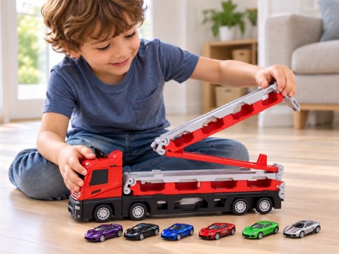 JOKOMISIADA Laweta transporter TIR rozkładany 200cm + 6 aut Dwupoziomowa budowa ZA6587