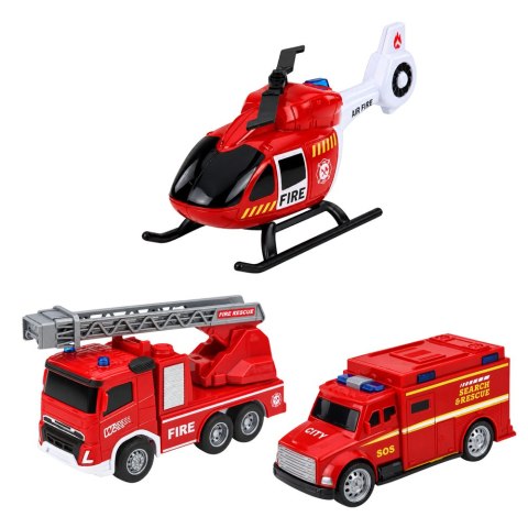 LEAN Toys Baza Garaż Straż Pożarna Helikopter Krótkofalówka Światła Dźwięki