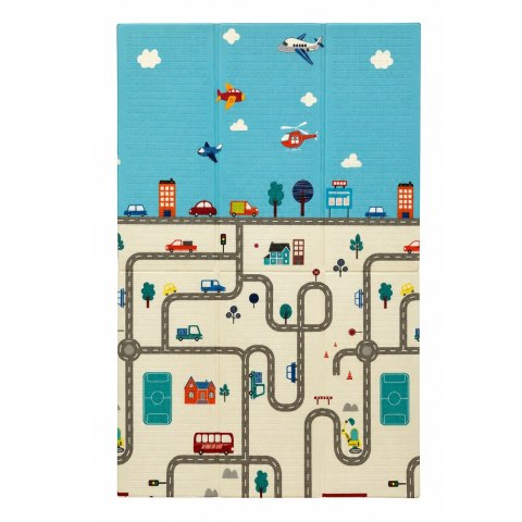 LEAN Toys Mata Do Raczkowania Piankowa Składana Dwustronna Droga Misie 120x180 cm