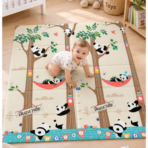 LEAN Toys Mata Edukacyjna Do Raczkowania Piankowa Składana Dwustronna Pandy 180x150cm
