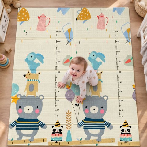LEAN Toys Mata Edukacyjna Do Raczkowania Piankowa Składana Dwustronna Pandy 180x150cm