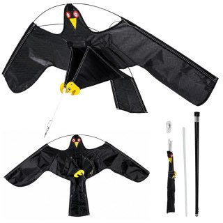 LEAN Toys Odstraszacz Ptaków Latawiec Drapieżnik Jastrząb Czarny 120 cm Maszt 4M