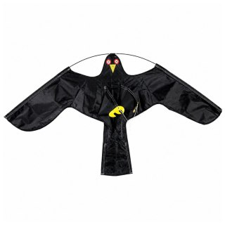 LEAN Toys Odstraszacz Ptaków Latawiec Drapieżnik Jastrząb Czarny 120 cm Maszt 4M
