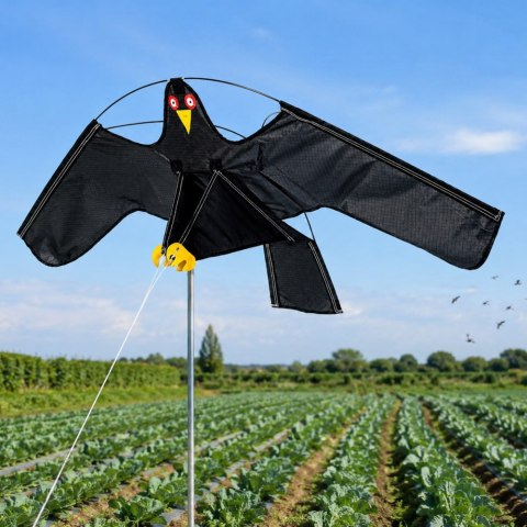 LEAN Toys Odstraszacz Ptaków Latawiec Drapieżnik Jastrząb Czarny 120 cm Maszt 4M