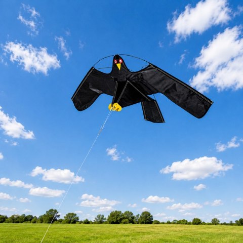 LEAN Toys Odstraszacz Ptaków Latawiec Drapieżnik Jastrząb Czarny 120 cm Maszt 4M