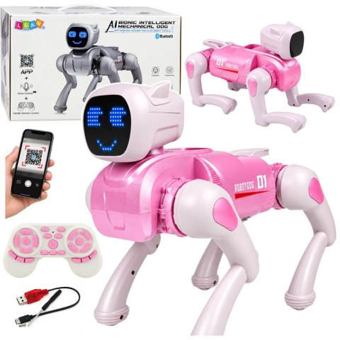 LEAN Toys Pies Robot AI Zdalnie Sterowany RC Bluetooth Aplikacja Programowalny Różowy