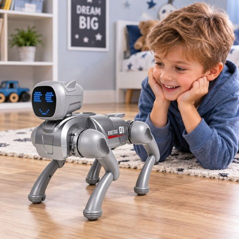 LEAN Toys Pies Robot AI Zdalnie Sterowany RC Bluetooth Aplikacja Programowany Srebrny