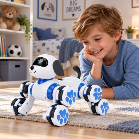 LEAN Toys Pies Robot Zdalnie Sterowany RC 8 Kół Drift 360° Akrobacje Niebieski