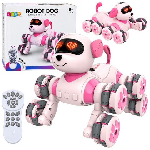 LEAN Toys Pies Robot Zdalnie Sterowany RC 8 Kół Drift 360° Akrobacje Różowy
