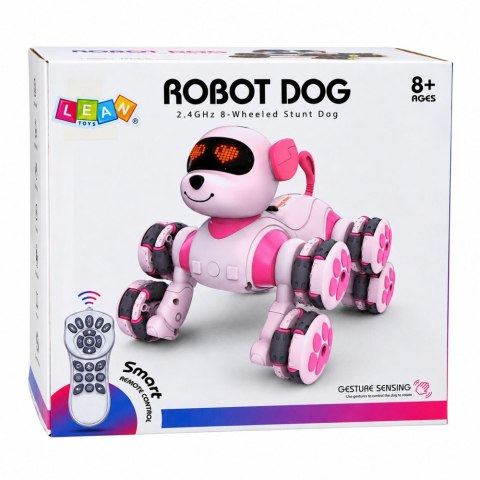 LEAN Toys Pies Robot Zdalnie Sterowany RC 8 Kół Drift 360° Akrobacje Różowy