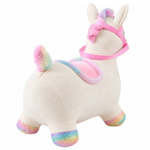 LEAN Toys Pluszowy Konik Skoczek Pompowany Dla Dzieci Do Skakania Biały 60cm