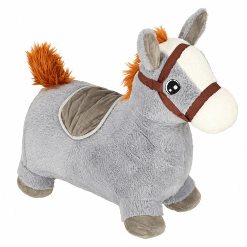 LEAN Toys Pluszowy Konik Skoczek Pompowany Dla Dzieci Do Skakania Szary 60cm