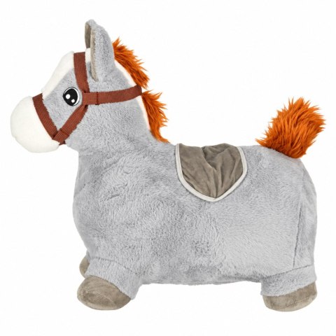 LEAN Toys Pluszowy Konik Skoczek Pompowany Dla Dzieci Do Skakania Szary 60cm