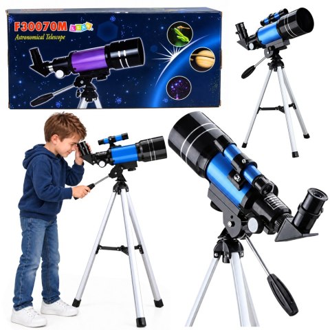 LEAN Toys Teleskop Astronomiczny Dla Dzieci Statyw Niebieski Powiększenie 150x