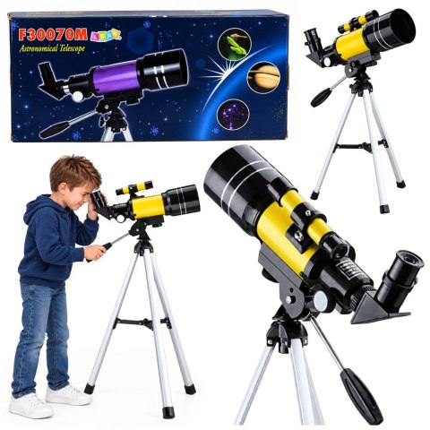 LEAN Toys Teleskop Astronomiczny Dla Dzieci Statyw Żółty Powiększenie 150x