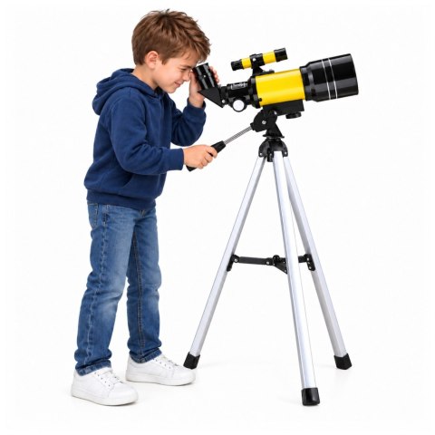 LEAN Toys Teleskop Astronomiczny Dla Dzieci Statyw Żółty Powiększenie 150x