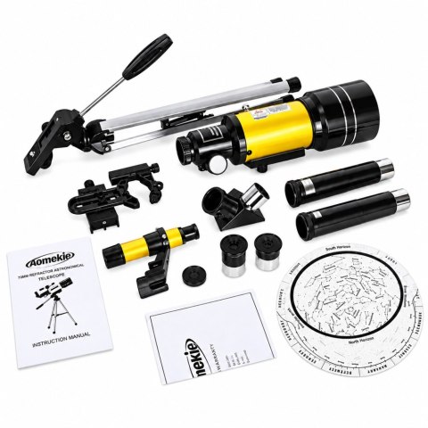 LEAN Toys Teleskop Astronomiczny Dla Dzieci Statyw Żółty Powiększenie 150x