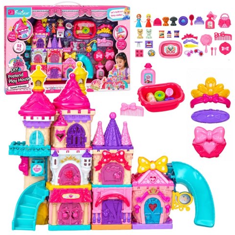 LEAN Toys Zamek Księżniczki Zestaw Do Składania Kolorowy Światła Dźwięki 52 el.
