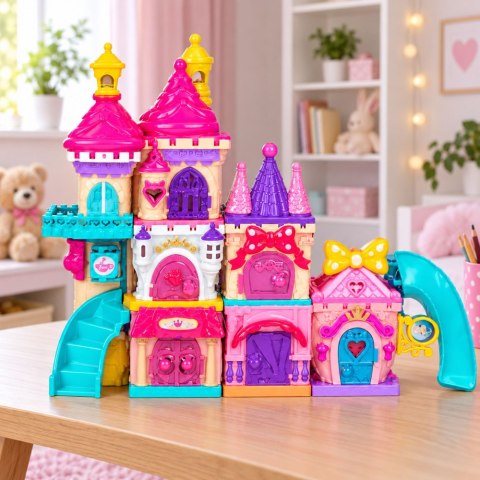 LEAN Toys Zamek Księżniczki Zestaw Do Składania Kolorowy Światła Dźwięki 52 el.